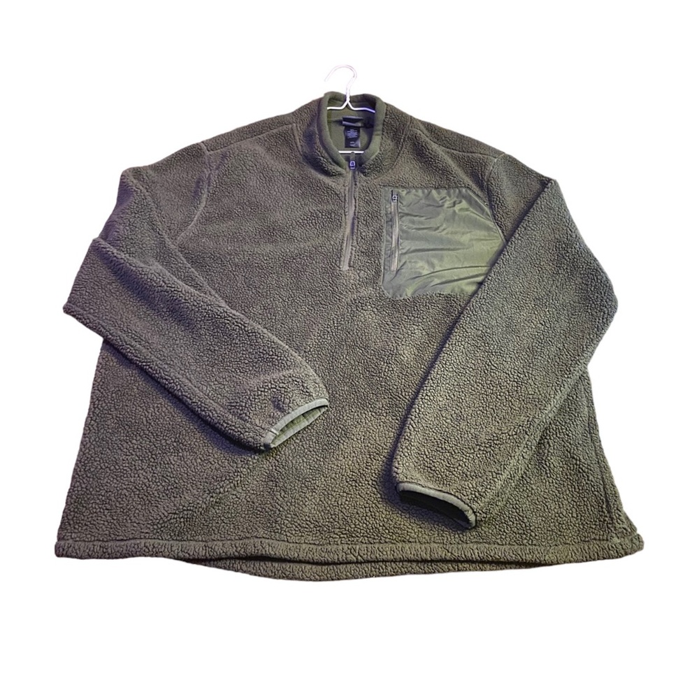 Champion Mens XL Pullover Long Sleeve Quarter Zip Fleece Sweatshirt Olive